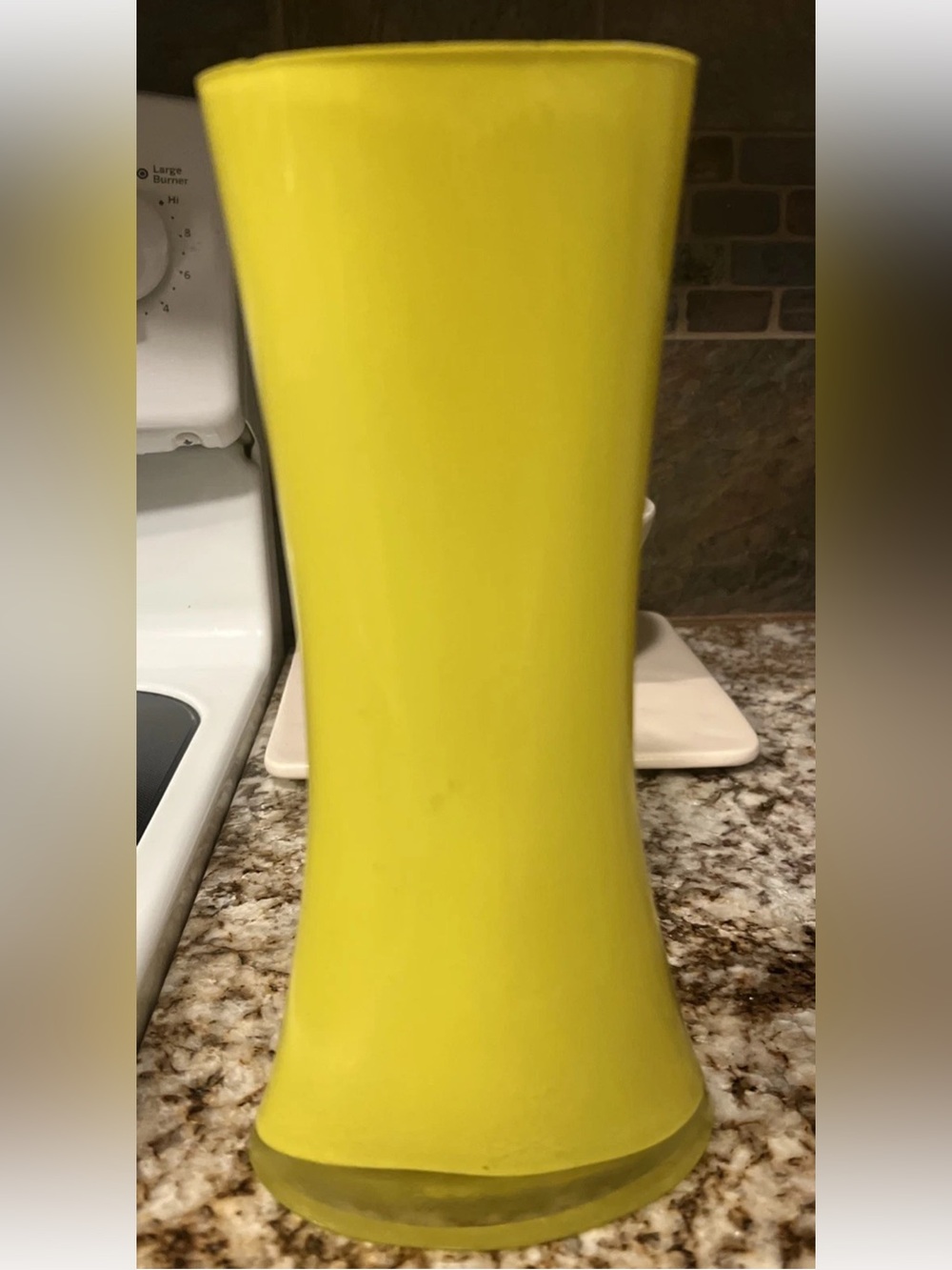 Vintage 10" Vibrant Yellow Glass Vase - Thick and Heavy Duty - Brand Unknown